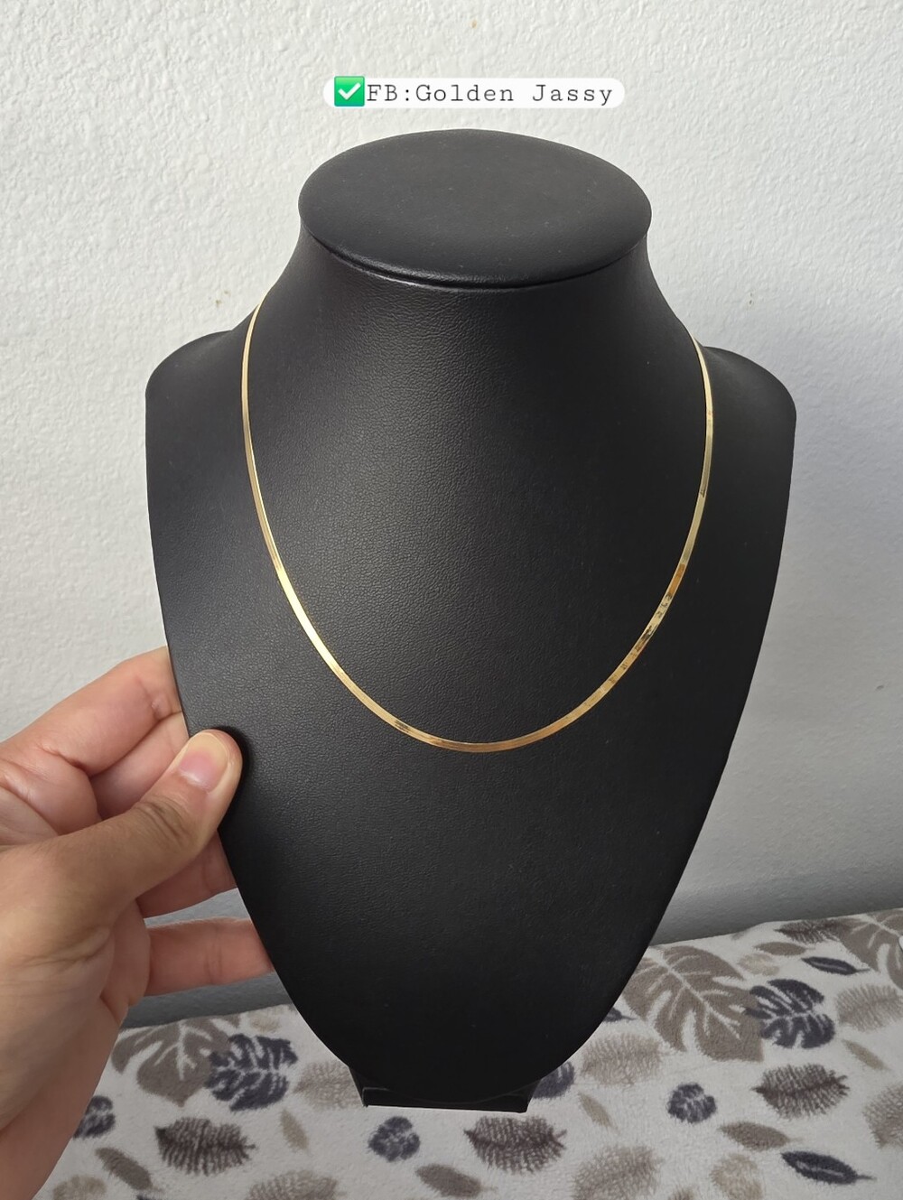 18K Real Gold Jade Chain 15.75"